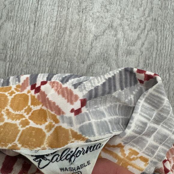 Vintage Styled In California Shirt Mens Medium 60s 70s Geometric Patchwork Party - Picture 5 of 10